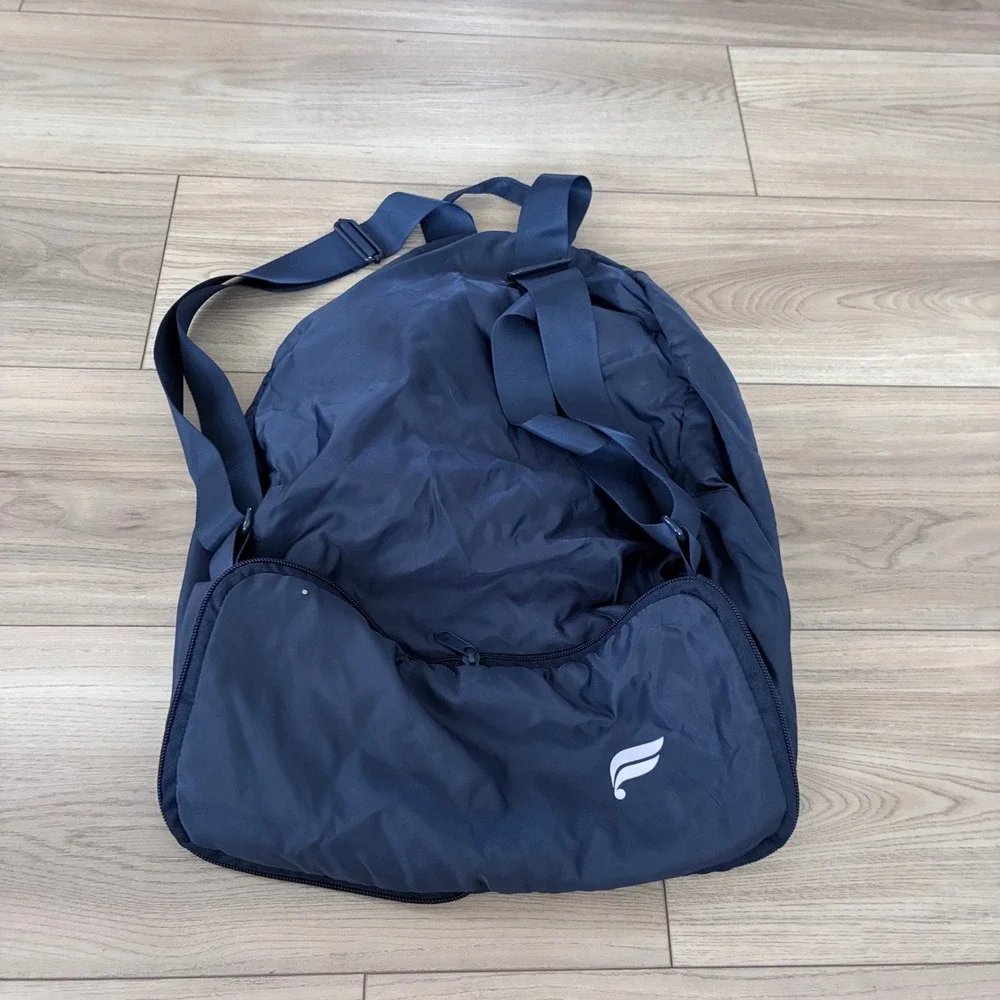 Fabletics Packable Backpack Navy Blue Pink Trim Lightweight Travel Gym Bag